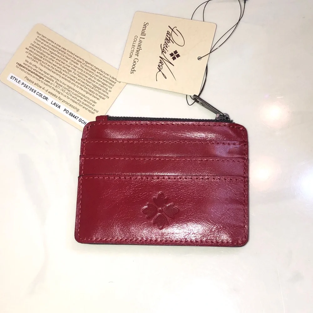 Patricia Nash Cassis Distressed Vintage Leather Card Wallet Case Color Lava NWT